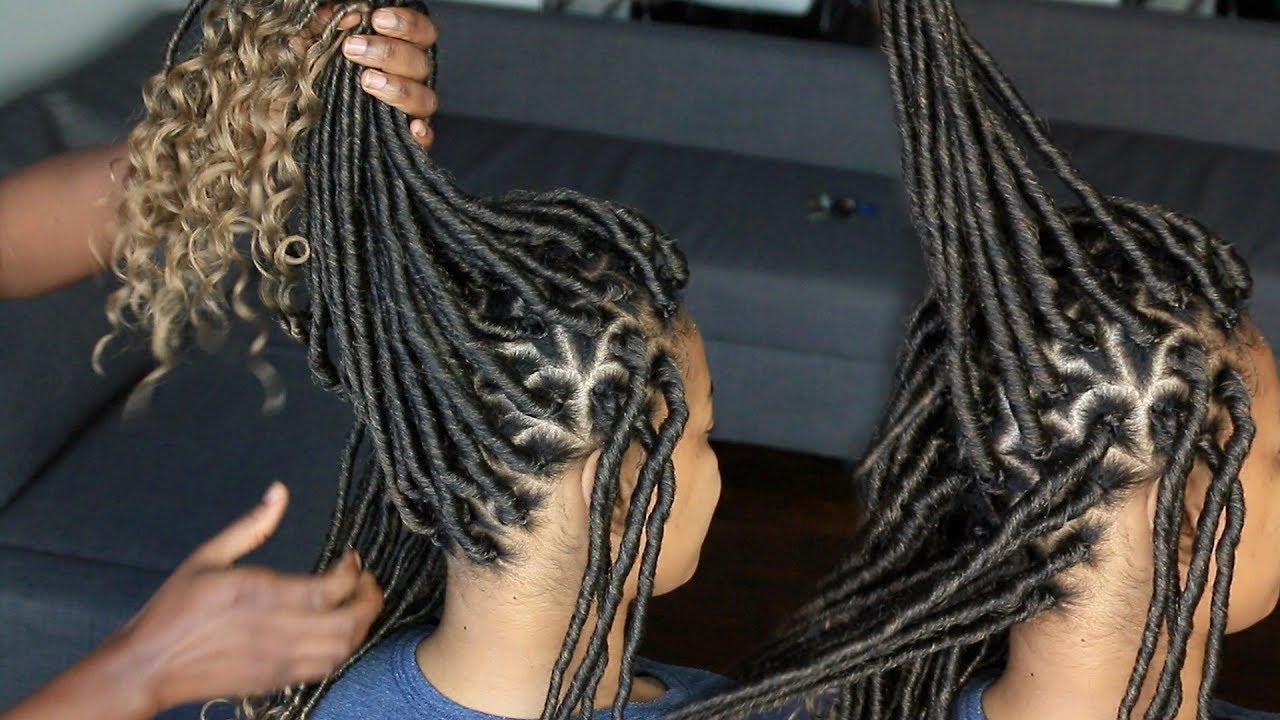 How To - Individual Crochet Goddess Locs  -  Tuck Natural Hair Color into Colored Crochet Locs