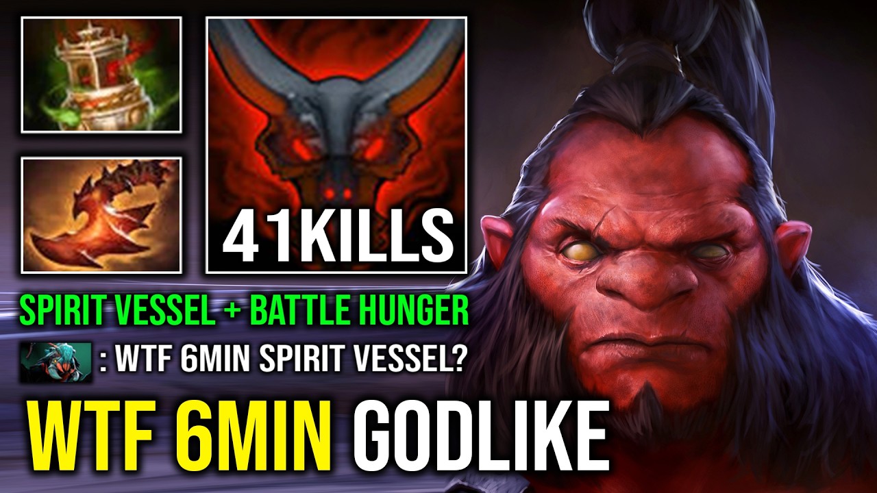 WTF 6MIN GODLIKE Spirit Vessel + Battle Hunger Annoying Combo Super Carry Axe Dota 2