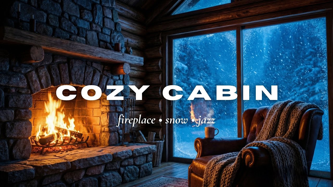 cozy winter jazz 🪵 fireplace & snow ambience (project 04: winter cabin)