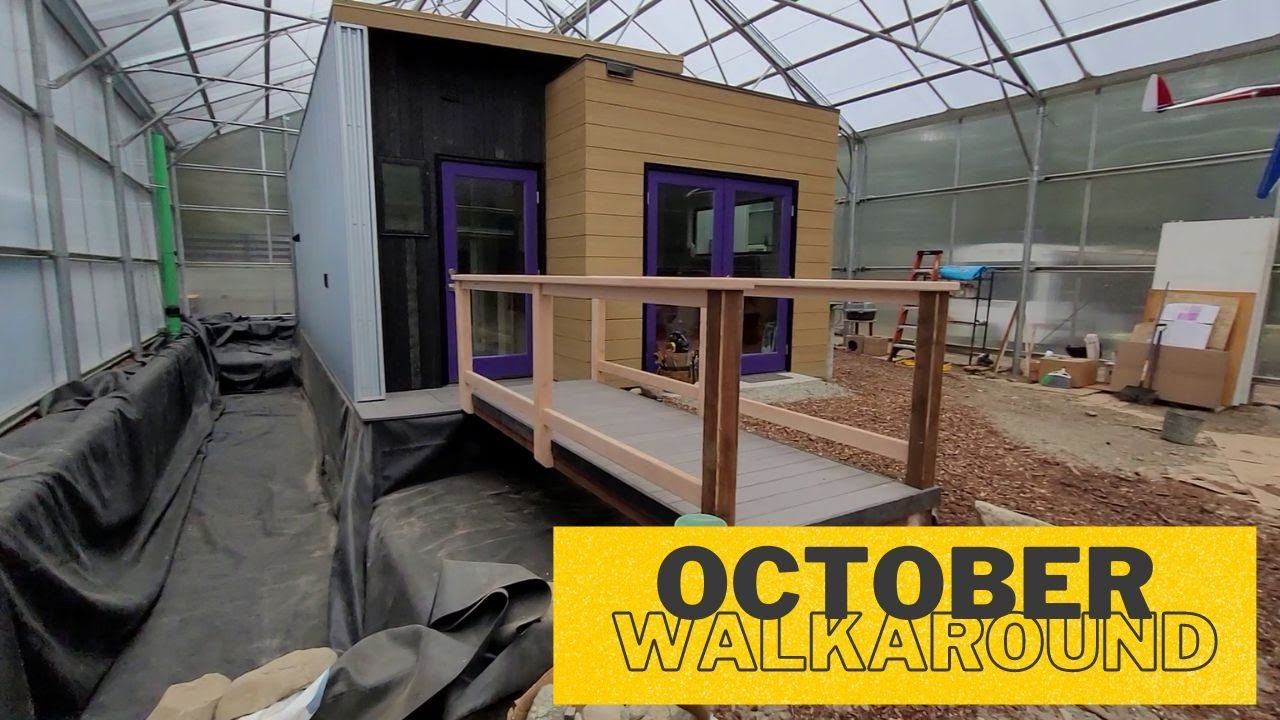 E34 Tiny Home in a Greenhouse | October greenhouse walk around