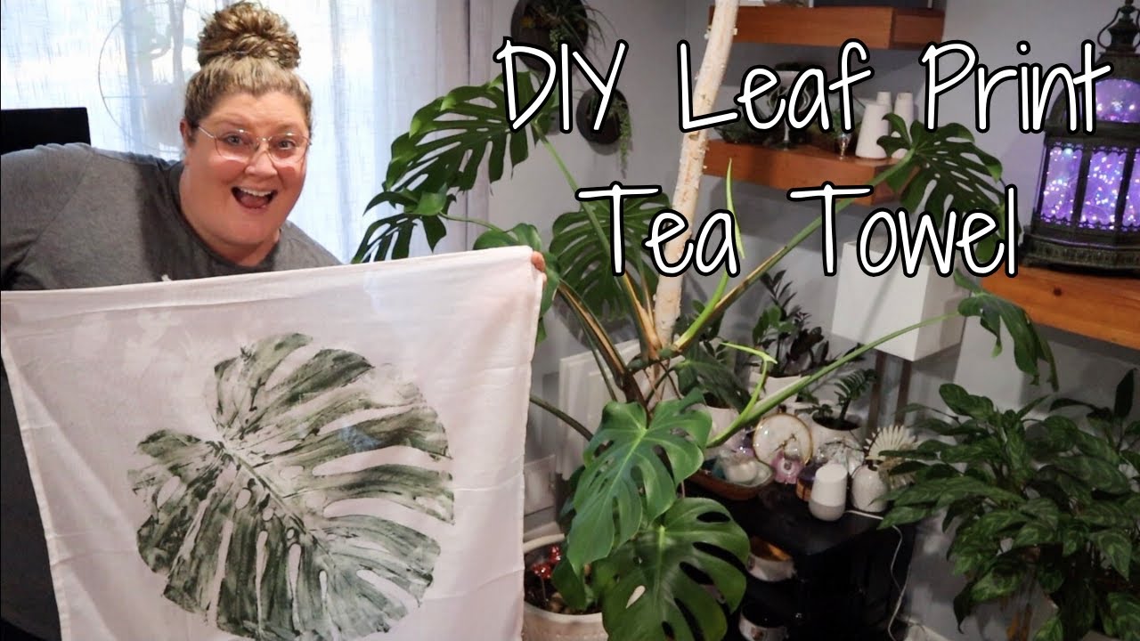 DIY Leaf Print Tea Towel