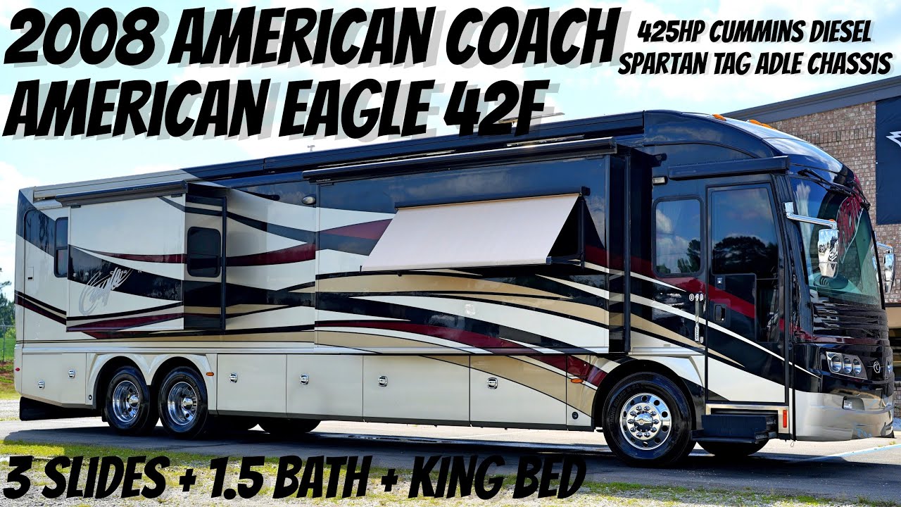 2008 American Coach American Eagle 42F TAG AXLE 425HP Cummins Diesel Pusher @ Porter's RV - $134,900