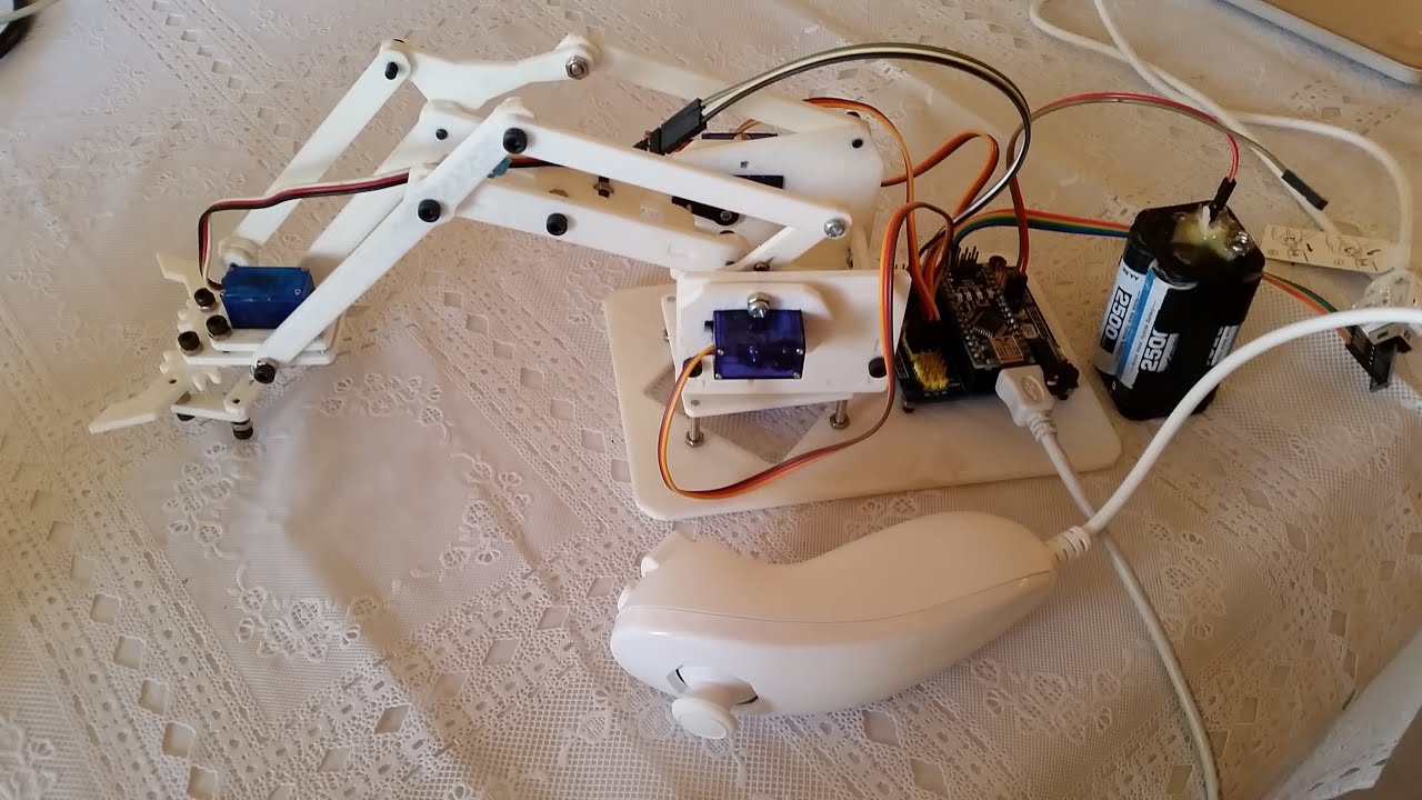 Brazo Robotico impreso en 3D + Arduino nano + Nunchuk