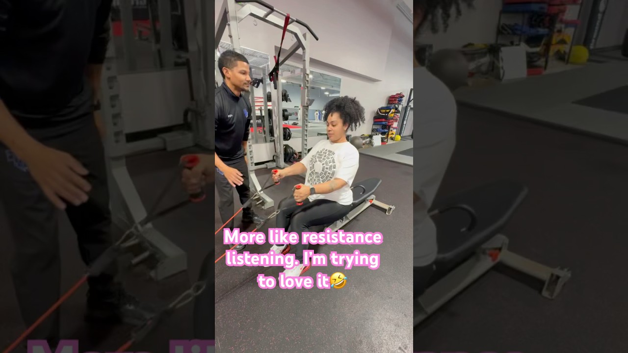 Be trainable and listen!😂 #gymspiration #resistancebandtraining #gymnewbie #disabilityawareness