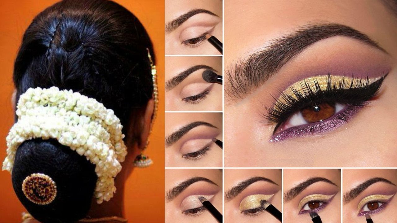 South Indian Bridal Makeup and Hairstyle Tutorial |Simple Bridal Bun Hairstyle &Makeup For Reception