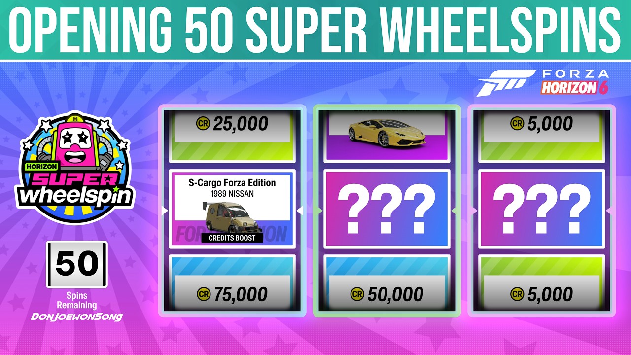Forza Horizon 6 - ОТКРЫВАЕМ 50 СУПЕР-ВРАЩЕНИЙ КОЛЕС!!! (Удивительные награды и 3 автомобиля из се...