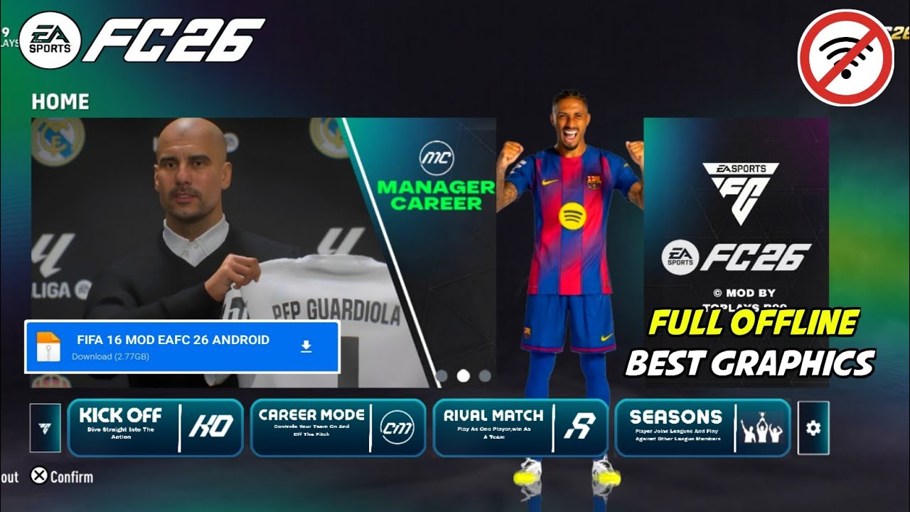 FULL UPDATE 2026! FIFA 16 MOD FC 26 Android Offline New 2026 | Career Mode, Real Face, Grafik HD