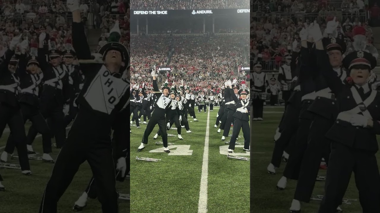 Ohio State Marching Band and Ohio U&rsquo;s Marching 110 come together for a special halftime show 🥁🎺