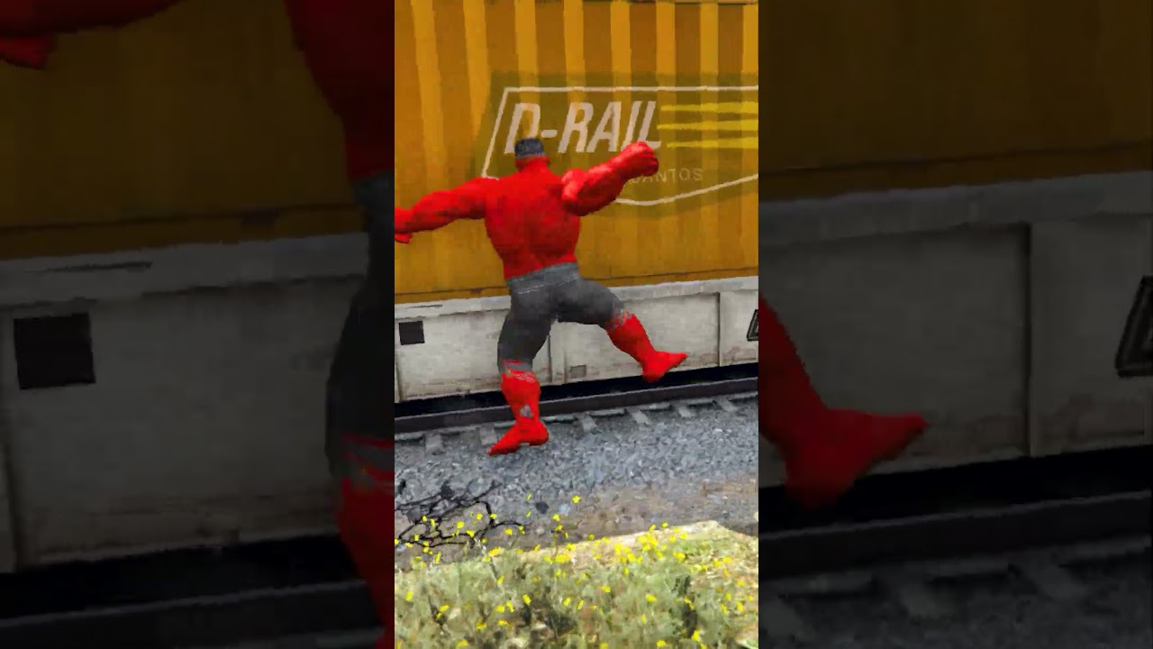 Red Hulk Stop Train Amazing Momenta #shorts #shortvideo