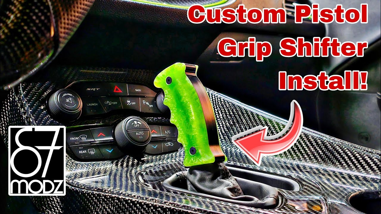 Challenger Pistol Grip Shifter Install and Review From 87 Modz. Dodge Carbon Fiber Vicrez Scatpack