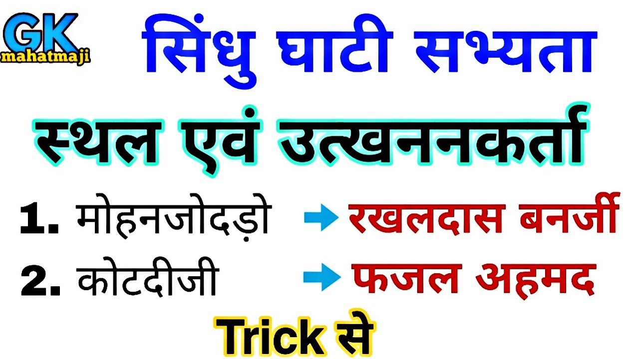 सिन्धु घाटी स्थल एवं उत्खननकर्ता | Indian History Gk | Ancient History | प्राचीन भारत
