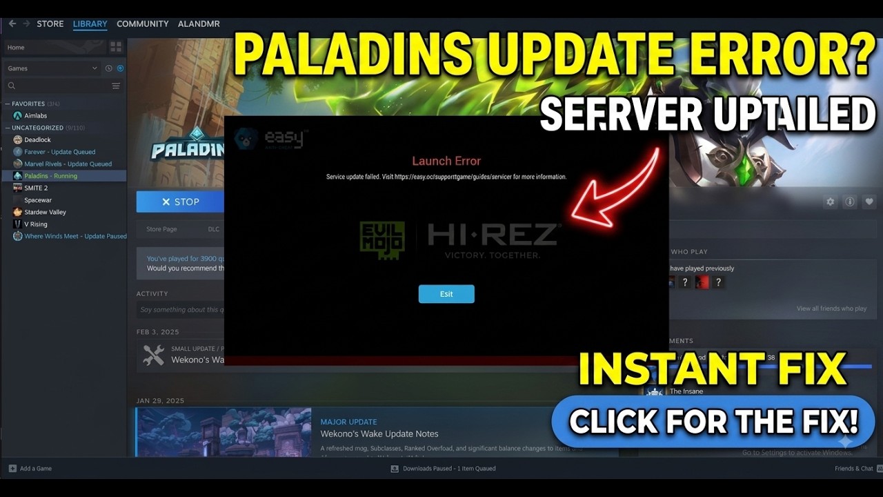 PALADINS. service update failed. FIX!