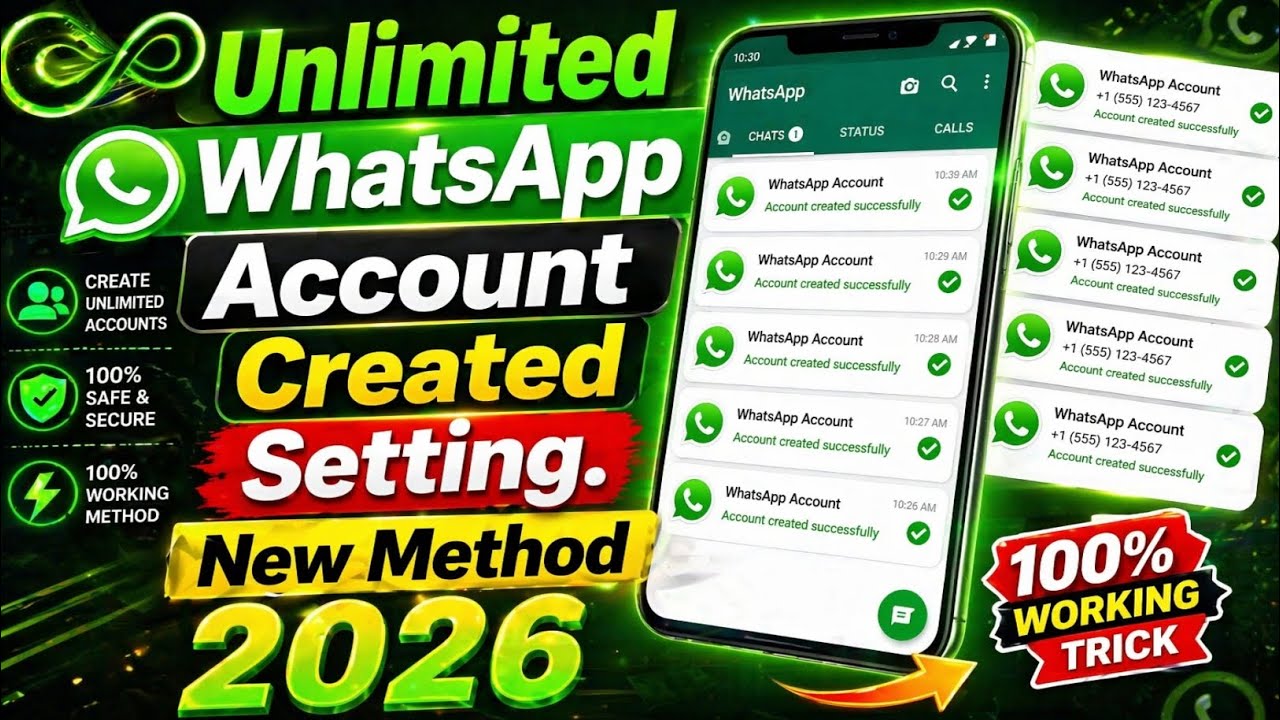 Unlimited WhatsApp Account Create Setting.New Method.100%Work Method 2026 #telegram #whatsapp