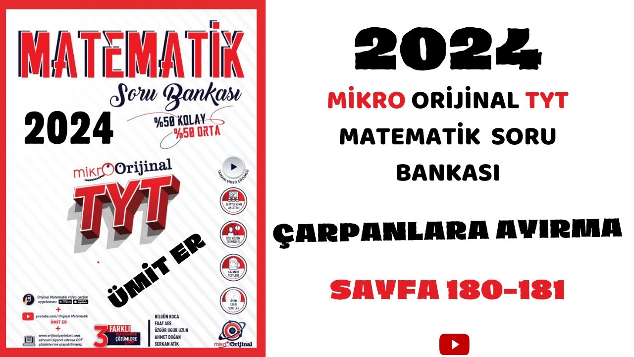 MİKRO TYT SORU BANKASI  |ÇARPANLARA AYIRMA|  Syf 180-181 | @umiter55  #yks2024 #kamp