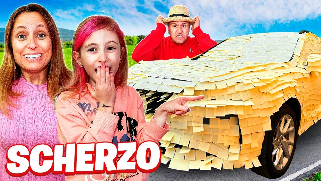 GIORGIA FA UNO SCHERZO E RIEMPIE LA NUOVA MACCHINA DI PAPÀ SALVO DI POST IT E SI ARRABBIA E SVIENE!