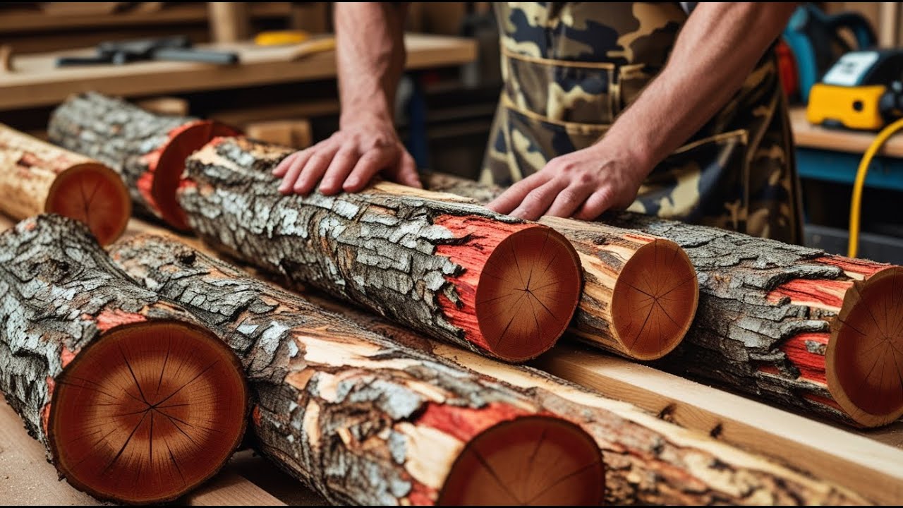 Luxurious garden furniture made from discarded logs.