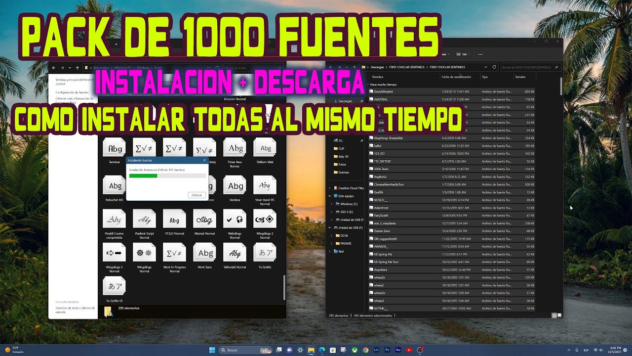 Como instalar varias fuentes a la vez en windows // Descarga Pack 1000 Fuentes (MediaFire)