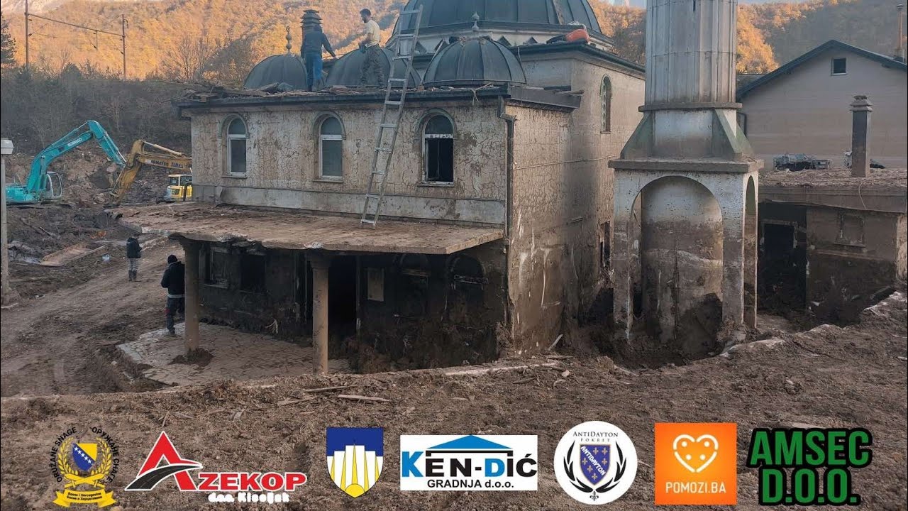 Donja Jablanica. Kendić gradnja i partneri, žestokim tempom čiste teren i džamiju nakon poplave.
