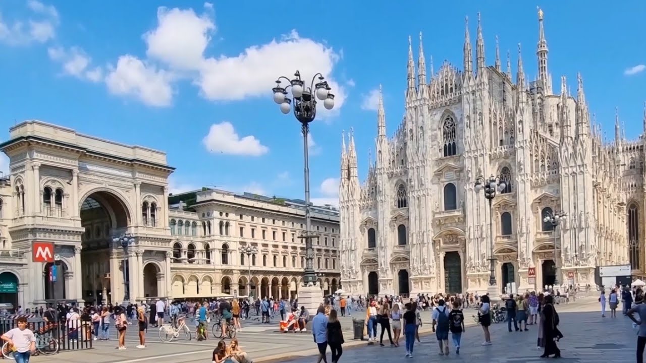 Милан 🇮🇹 Италия - Соборная площадь Пешеходная экскурсия 4K Ultra HD