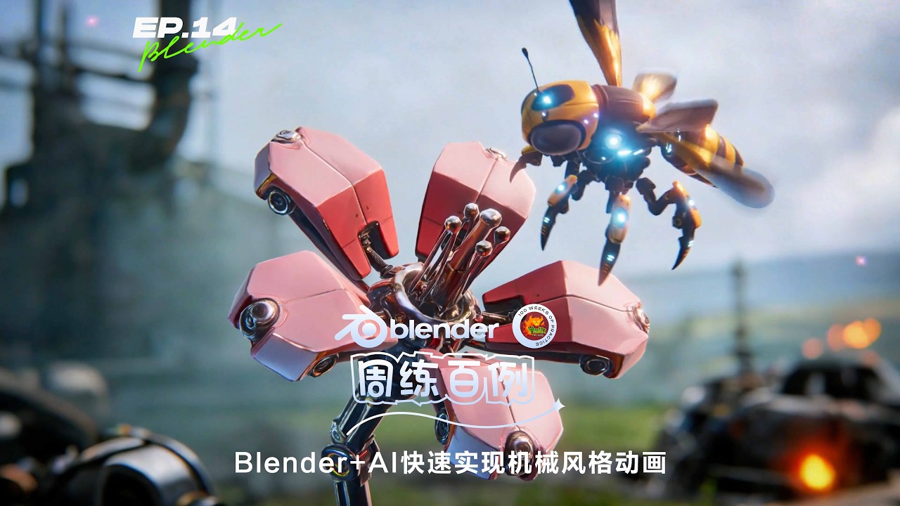 【Blender周練百例】用Blender+AI快速實現機械風格動畫#EP14