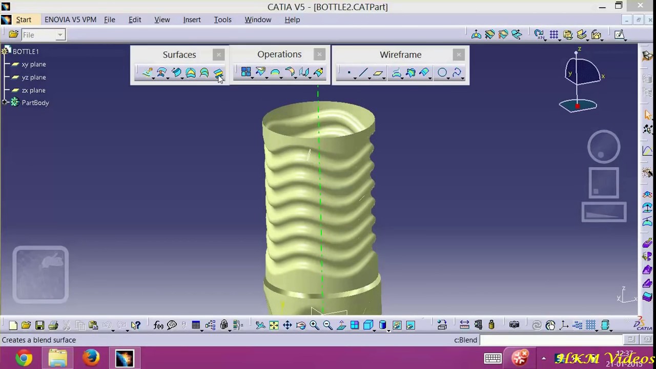 BOTTLE DESIGN-CATIA GENERATIVE SURFACE MODELLING