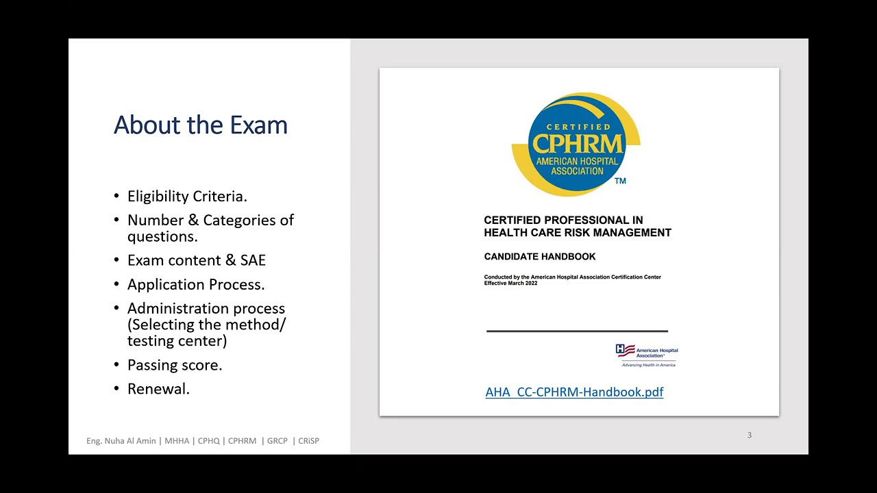 تعرف على شهادة CPHRM مع المهندسة نهى الأمين - دليلك للاحتراف في إدارة المخاطر الصحية