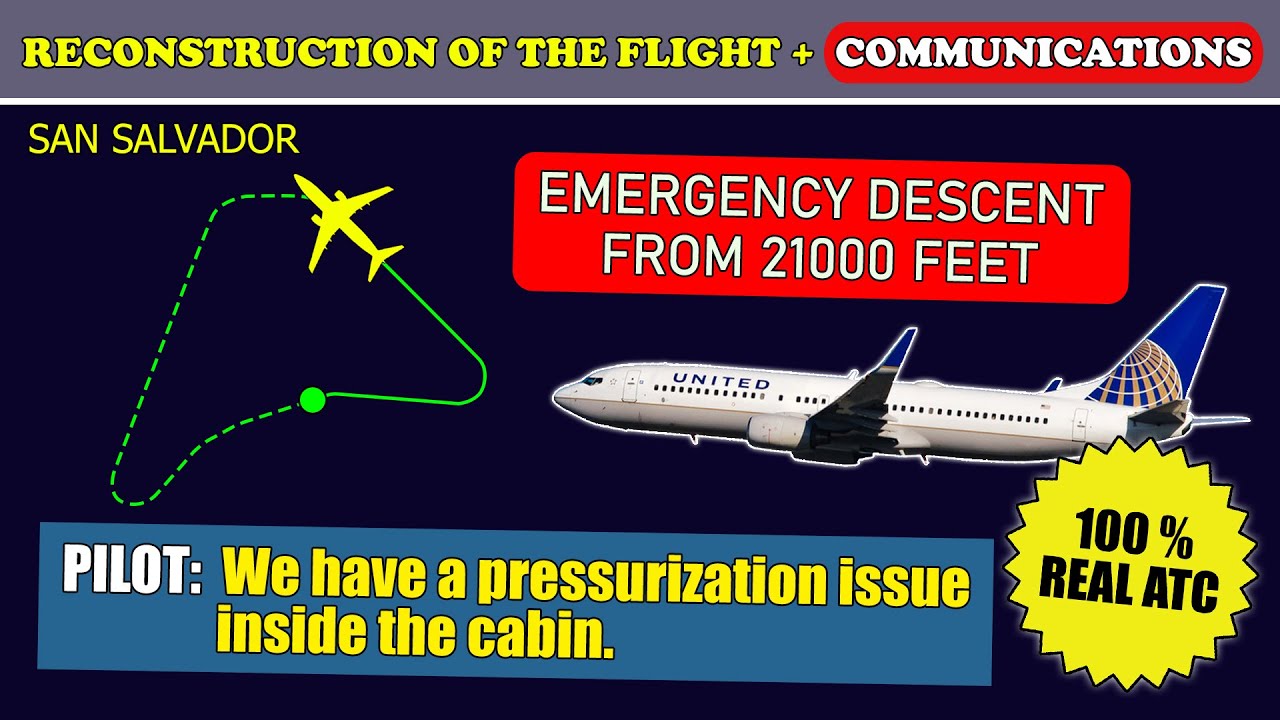 Emergency descent from 21000 feet. Pressurization issue | United Boeing 737-800 | San Salvador, ATC