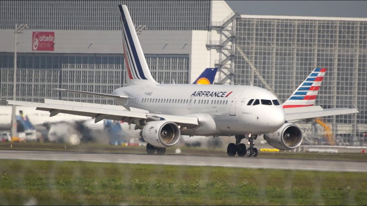 Air France Airbus A318-111 F-GUGC arrival at Munich Airport Landung Flughafen M&uuml;nchen