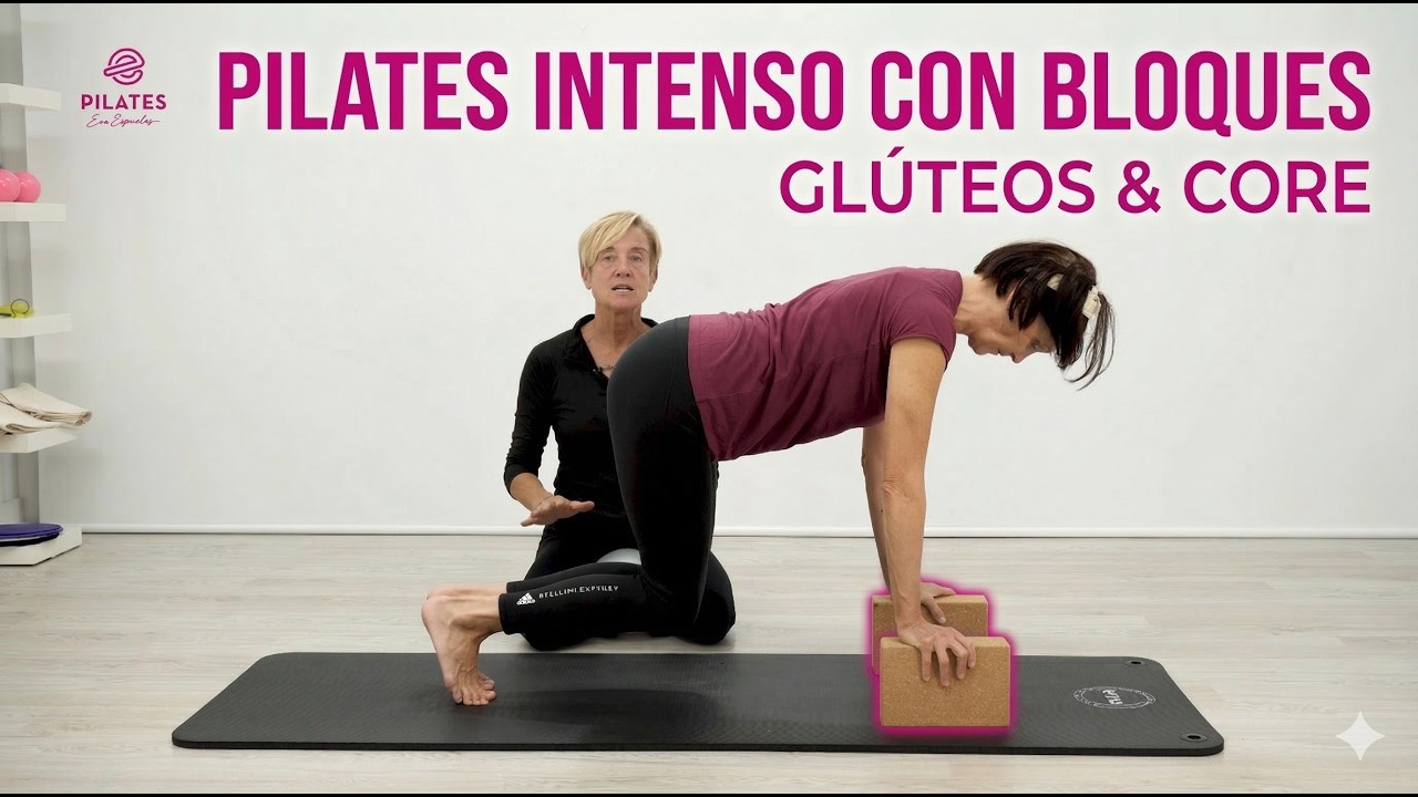 Pilates con Bloques y Pelota: Fortalece Glúteos y Core en Cuadrupedia.