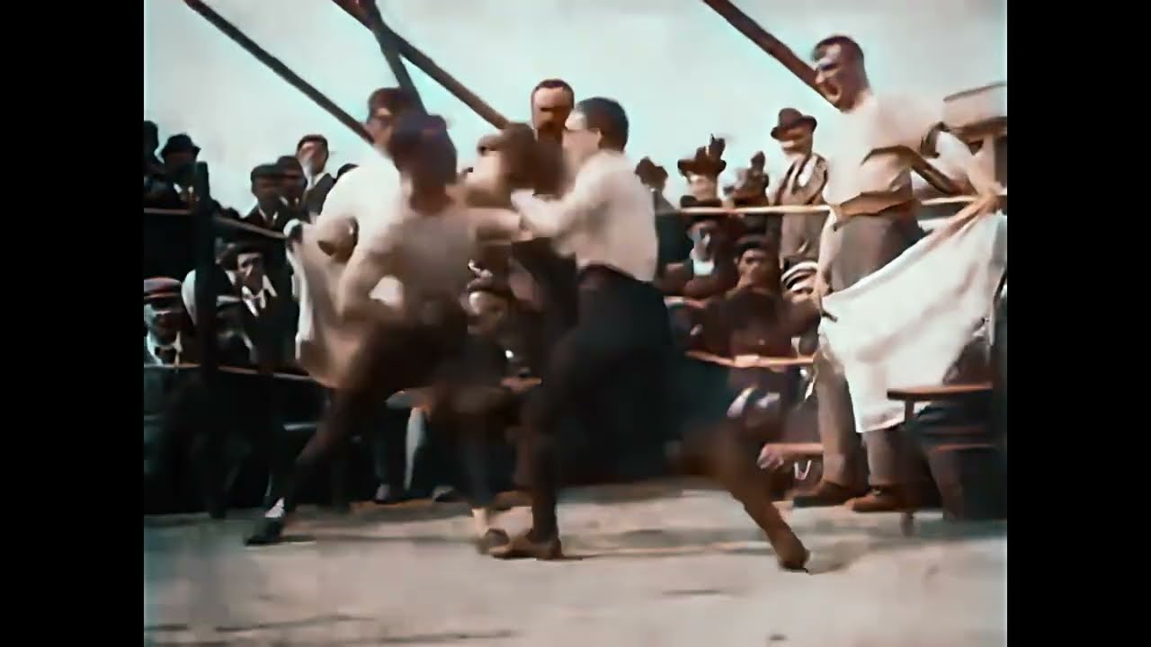 RARE! Old boxing match - 1898 - Restored & Colorized