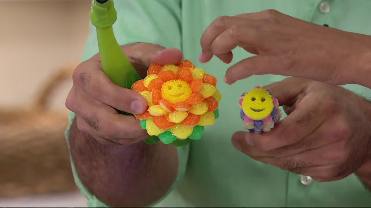 Мыльница для посуды Scrub Daisy с вазой и различными насадками на QVC