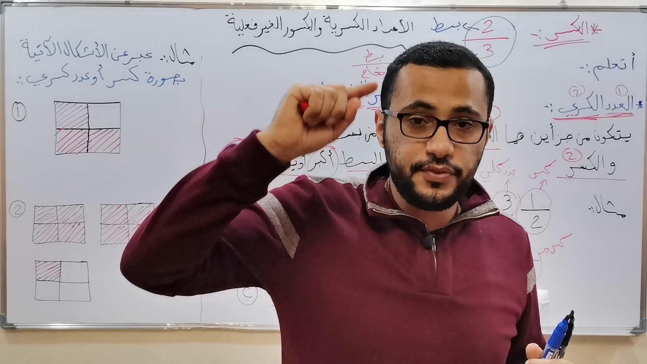 الصف الرابع ....الاعداد الكسرية والكسور الغير فعلية