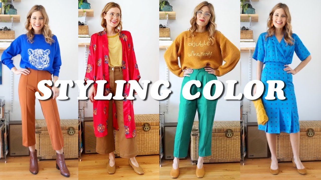 STYLING WITH COLOR | Outfit Lookbook VINTAGE & THRIFTED | Tiny Acorn