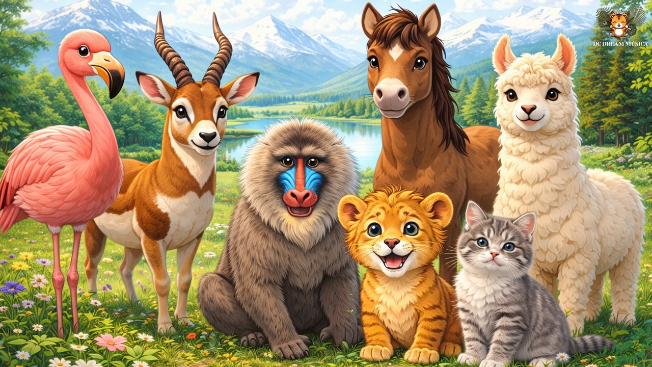 Nature Animal Sounds – Flamingo, Antelope, Baboon, Horse, Lion, Kitten, Llama - Animal Video