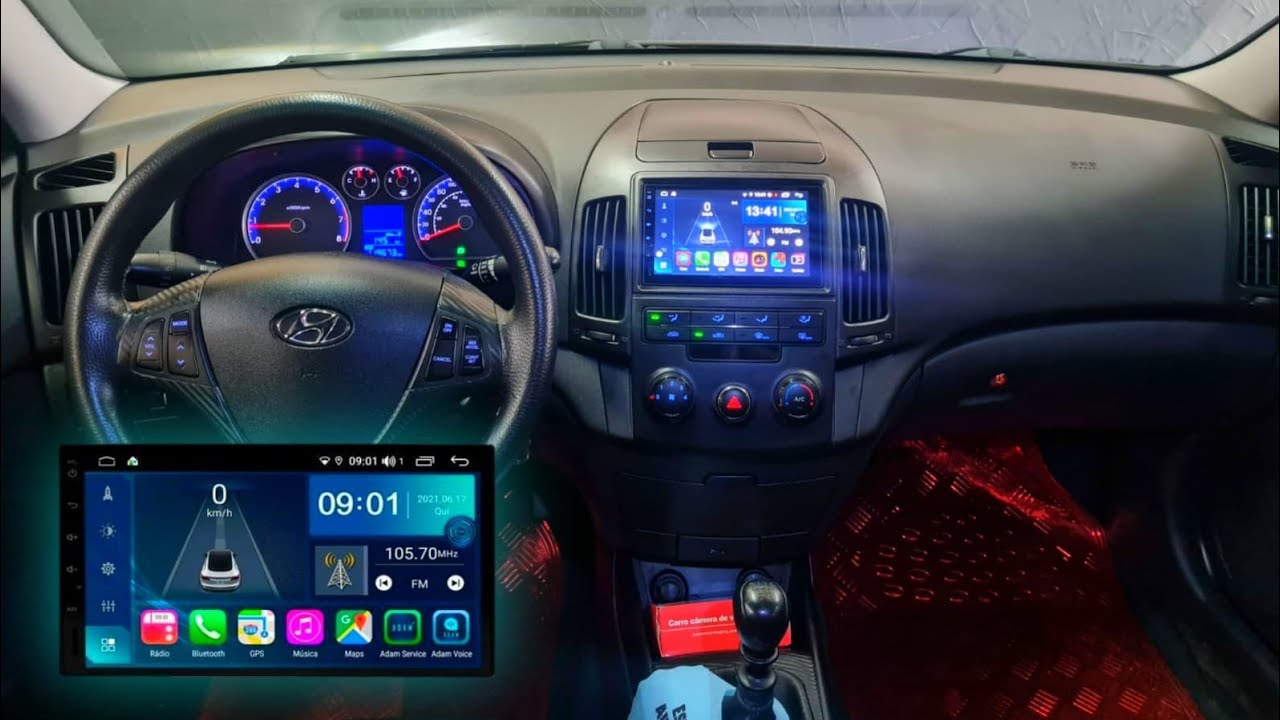 Hyundai I30 Central Multimídia Aikon Atom Core Tela 7'' CarPlay+ Android Auto + Moldura 2Din
