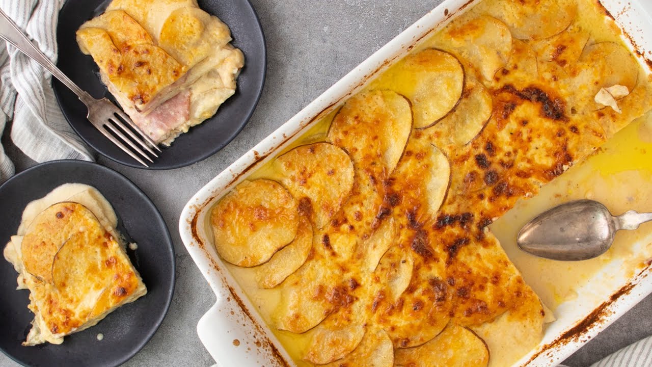 3-Cheese Baked Ham and Potatoes Au Gratin Recipe