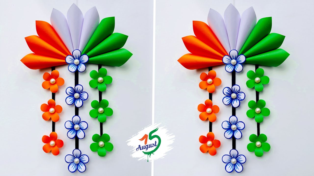 DIY Independence Day Wallhanging Craft // Tricolor wall decoration ideas // 15th August craft