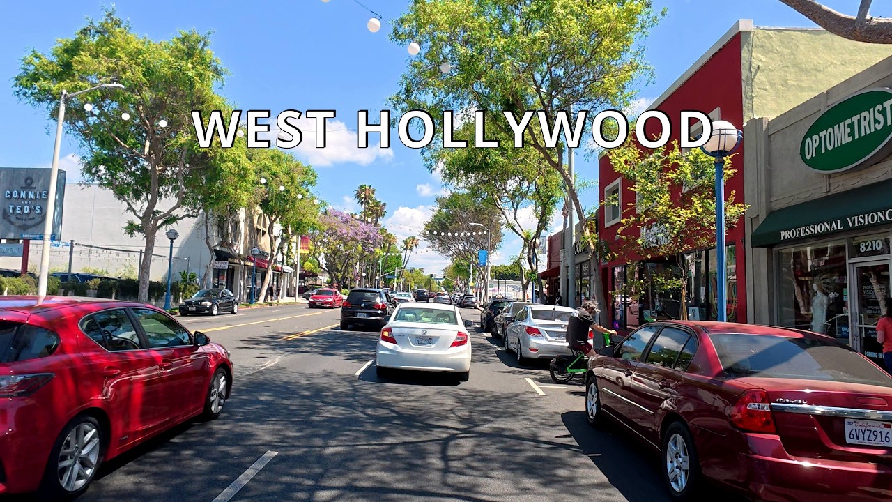 Driving West Hollywood, Melrose Ave, Sunset Blvd, Santa Monica Blvd, Los Angeles, CA