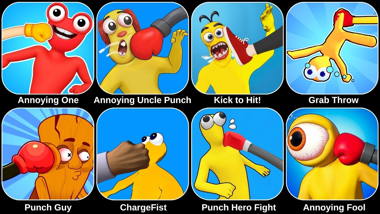 Annoying Uncle Punch Game,Annoying One,Kick to Hit,Grab Throw,Punch Guy,Punchy Guy,Charge Fist