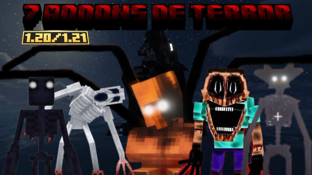 ¡TOP 7 ADDONS DE TERROR PARA MINECRAFT BEDROCK 1.20 - 1.21!
