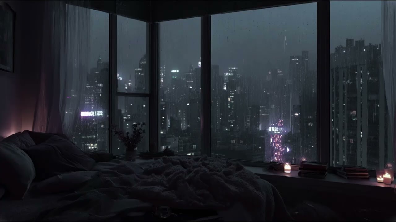 Rainy City Night Bedroom 🌧 | Cozy Window View & Deep Sleep Ambience (2 Hours)