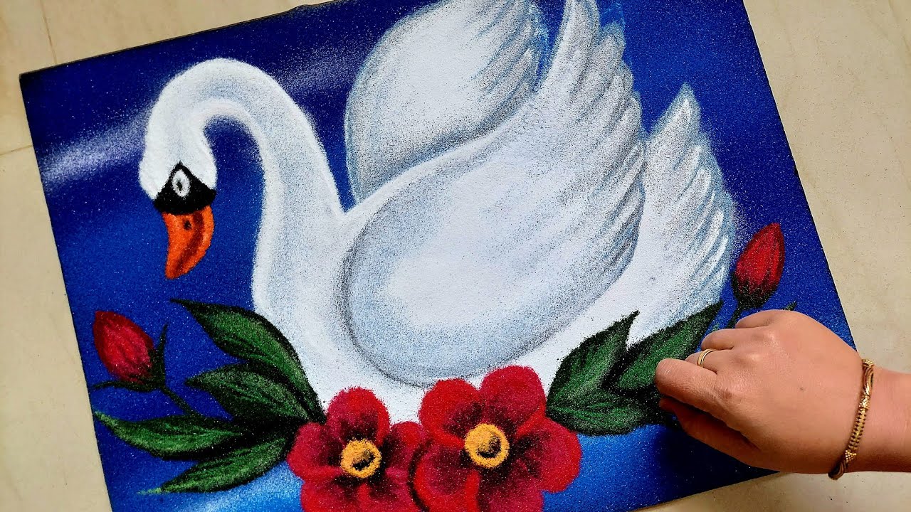 White Bird Poster Rangoli for Diwali | Unique Creative Rangoli Designs | सुंदर आकर्षक पक्षी रांगोळी