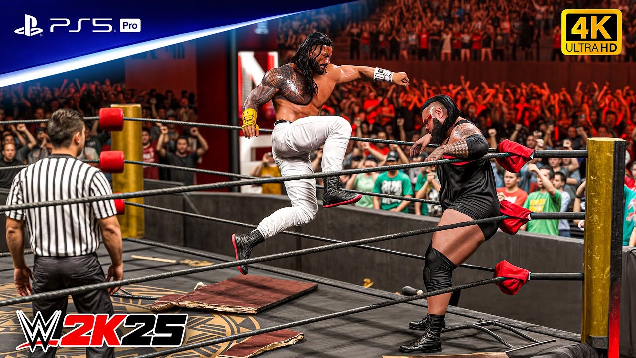 WWE 2K25 - Роман Рейнс против Вижена - Полный матч 2 на 1 с гандикапом | PS5™ Pro [4K60]