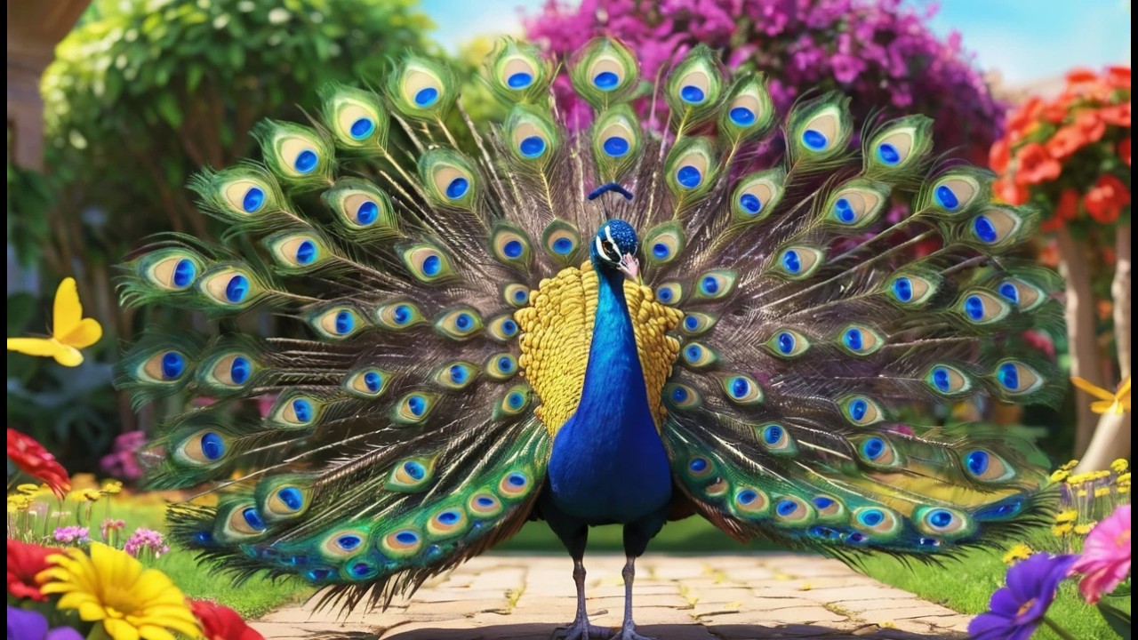 Cinco Pequeños Pavos Reales se Pavonean | Canciones de Aves y Colores para Niños