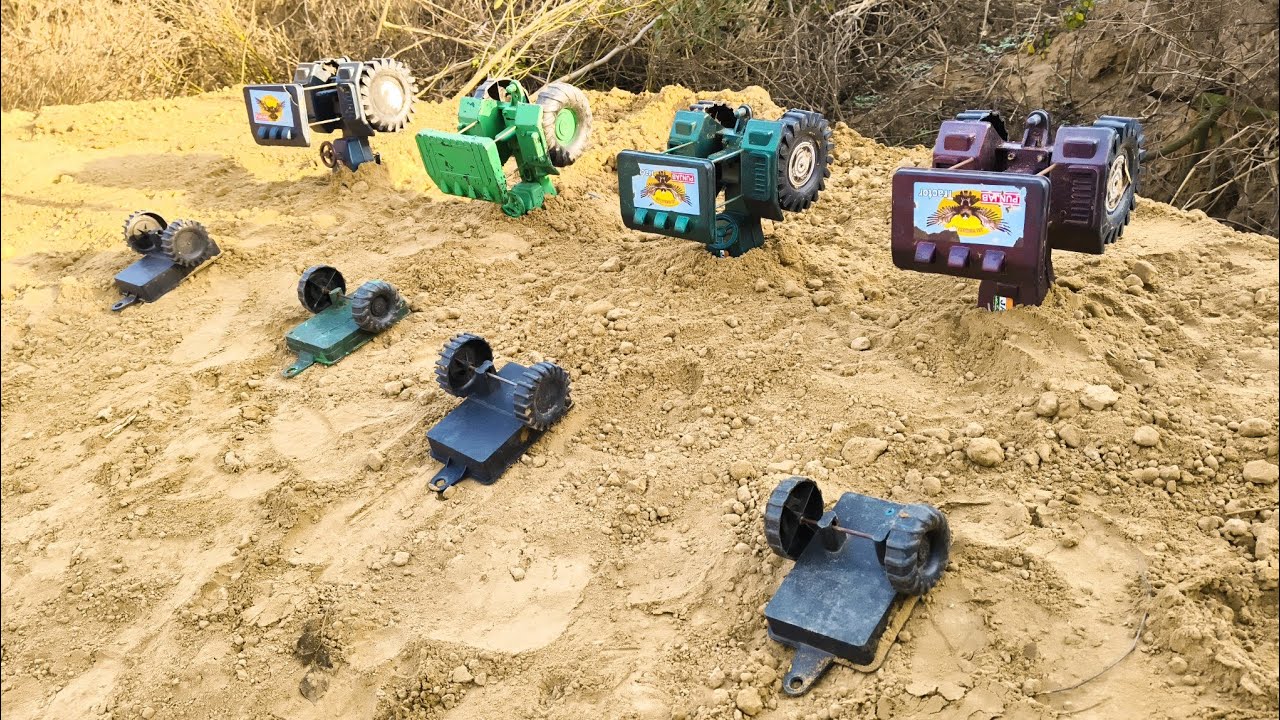 Kids, today our tractor got stuck halfway in the soil but with the help ofa shovel we pulled isafely