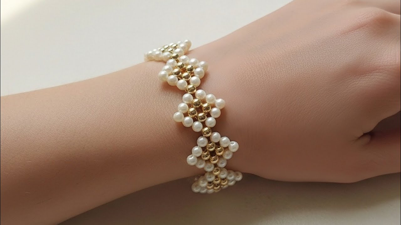 Handmade Pearl Bracelet Design for Girls | Pearl & Gold Jewelry | How to make Bracelet at home 
