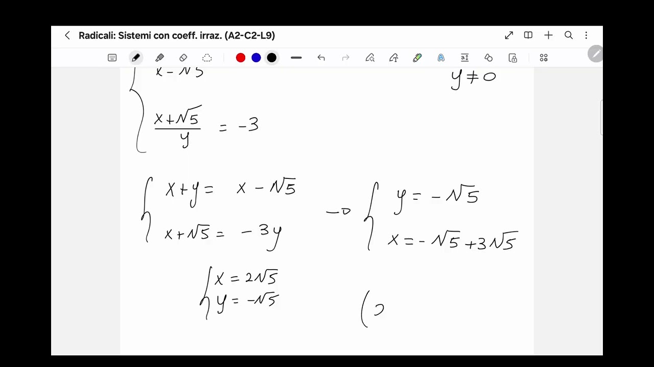Sistemi con coefficienti irrazionali (A2-C2-L9)
