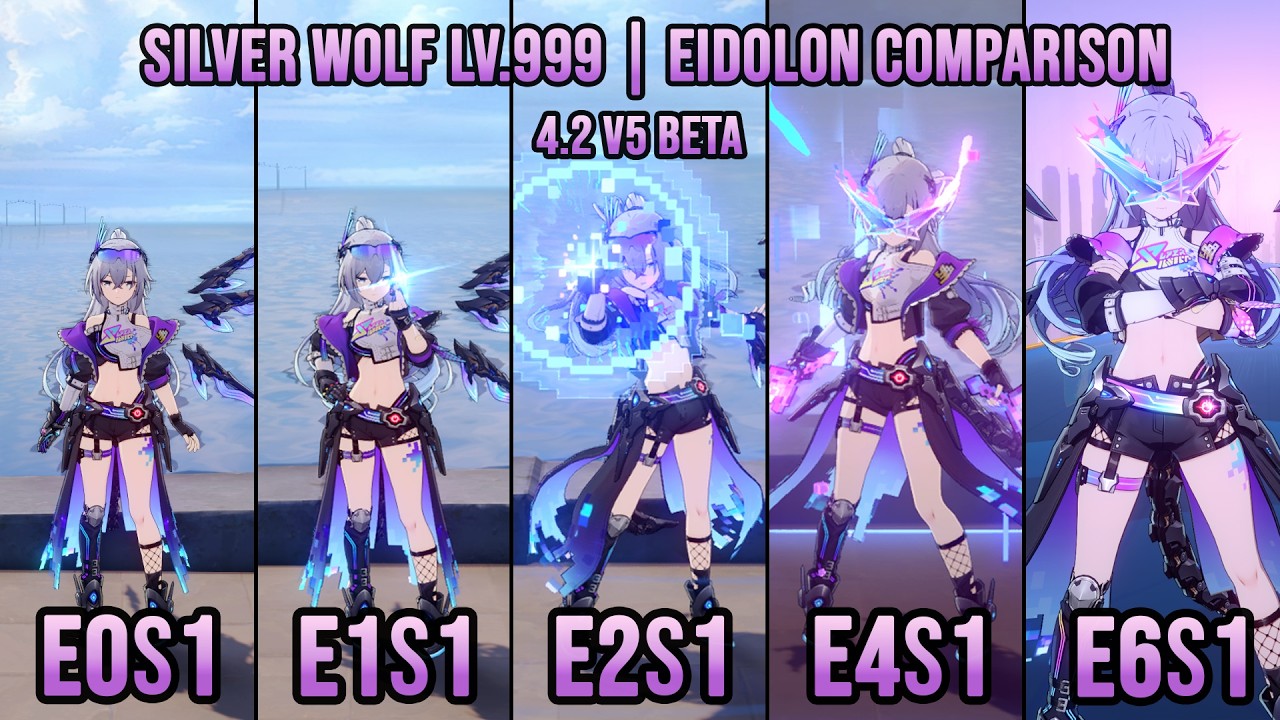 Eidolon comparison 4.2 V5 | Silver Wolf Lv.999 | E0-E1-E2-E4-E6 | Honkai: Star Rail Showcase