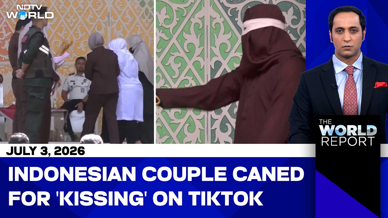 Толпа наблюдает за публичной поркой индонезийской пары: 21 удар за нарушение законов шариата