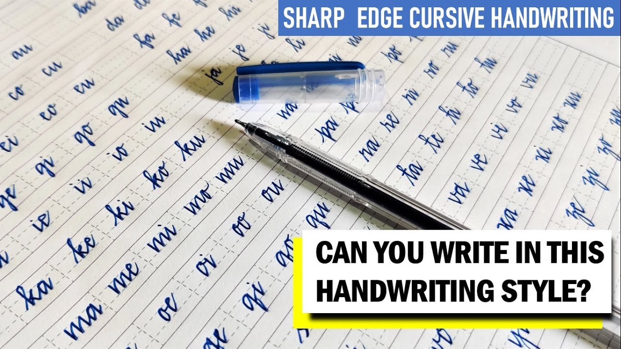 How to write sharp edge cursive handwriting small letters connections with vowels